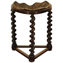 19th Century Sea Tortoiseshell on French Turned Walnut Stand in Louis XIII Style