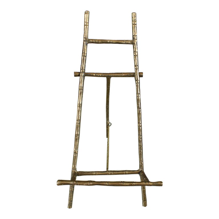 Faux Bamboo Brass Easel Photo Frame Holder For Sale at 1stDibs