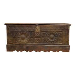 17th Century Antique French Oak Trunk from the Gothic Period
