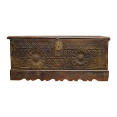 17th Century Antique French Oak Trunk from the Gothic Period