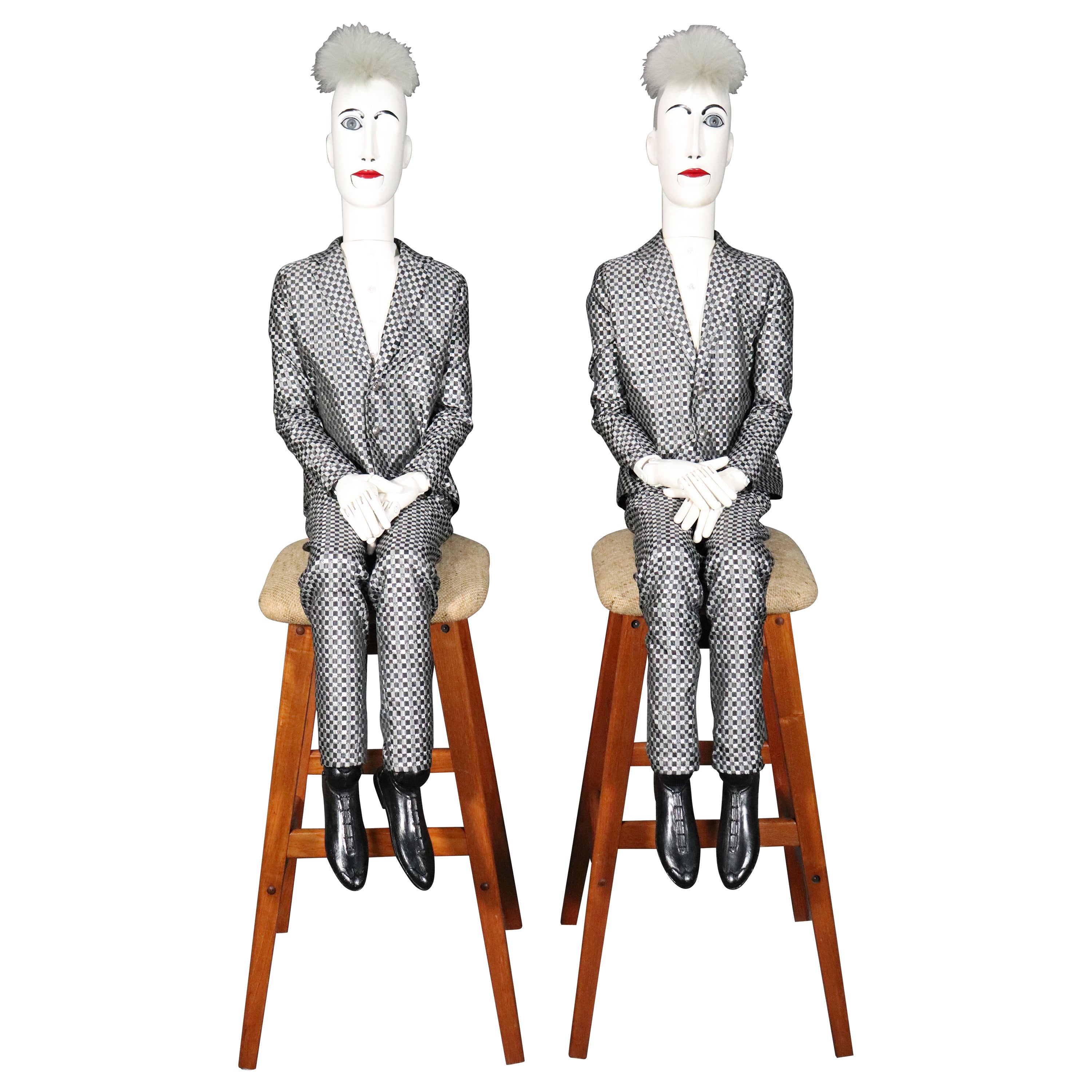 MCM Abstract Pair of Ventriloquists Titled "One Eyed Twin Dummies" by Pat Keck For Sale