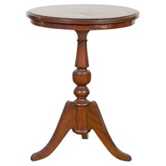 Table Guéridon javanaise 1900 à plateau rond avec piédestal tourné et base tripode
