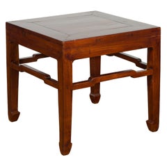 Qing Dynasty Period 19th Century Side Table with Humpback Stretchers