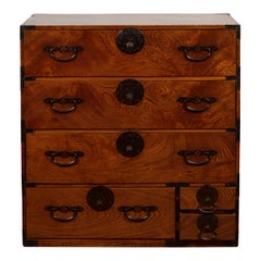 Japanese Meiji Period 19th Century Isho Dansu Clothing Chest with Brown Lacquer