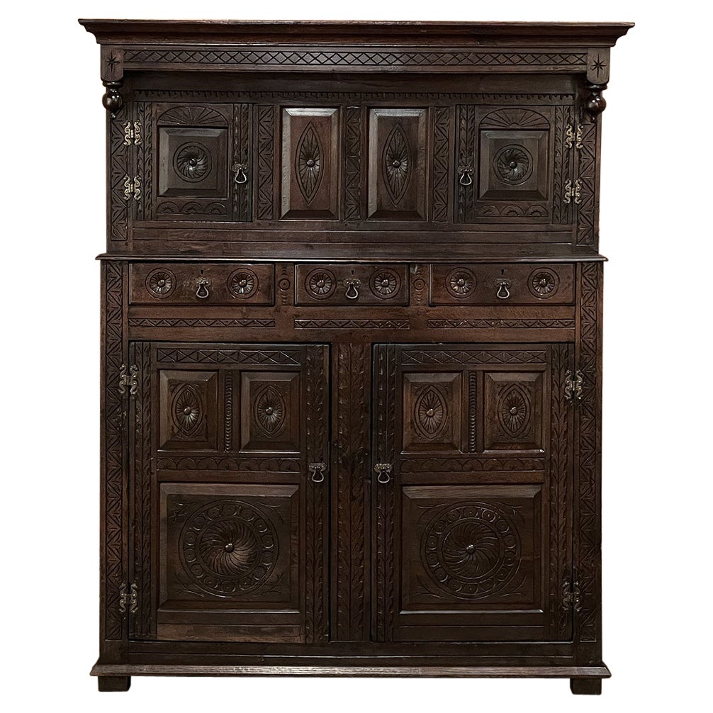 19th Century Rustic Renaissance Two-Tiered Cabinet For Sale