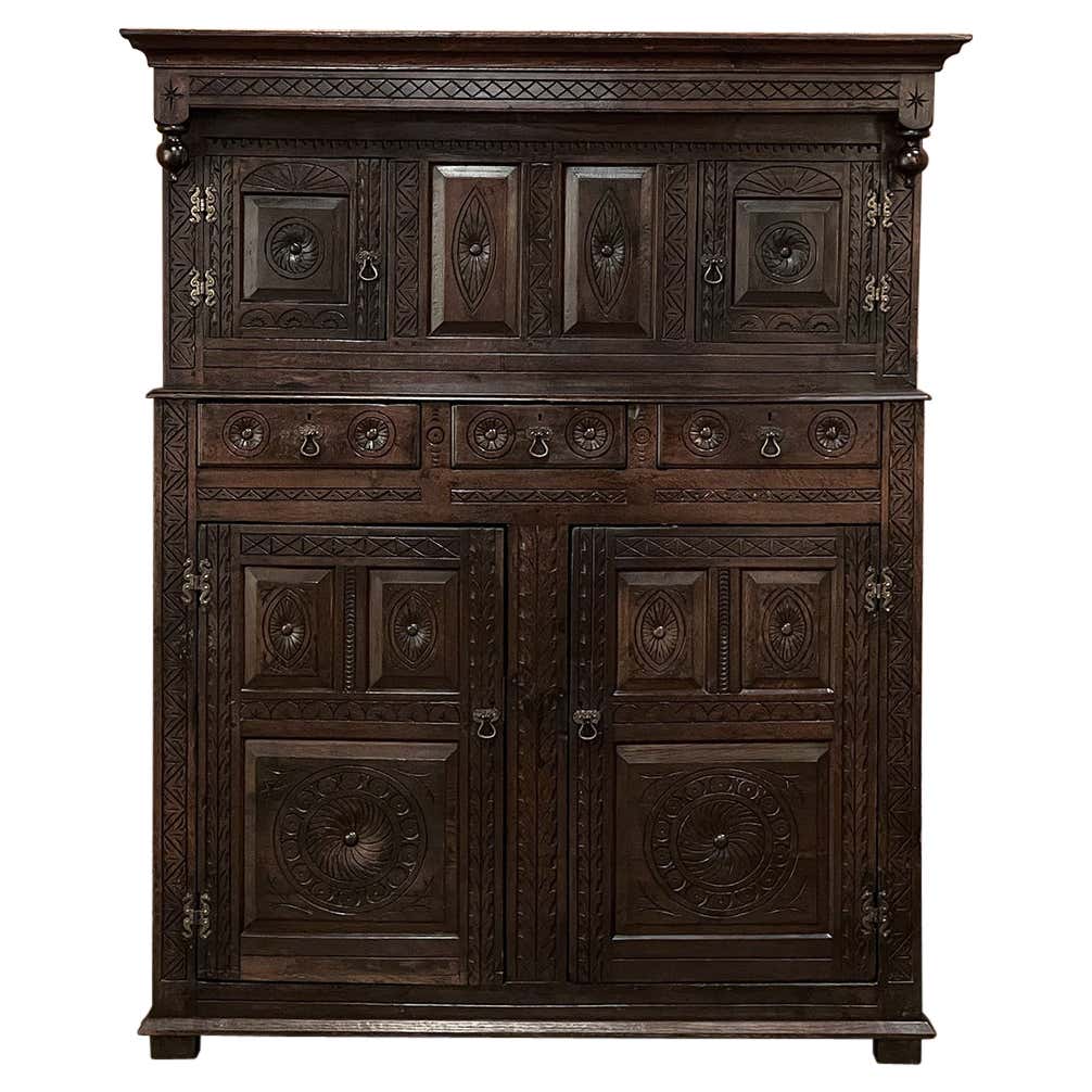 19th Century Rustic Renaissance Two-Tiered Cabinet For Sale at 1stDibs