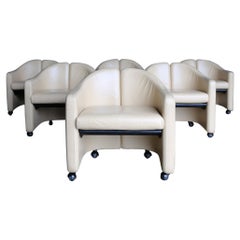 Eugenio Gerli PS142 Leather Split Back Chairs for Tecno, Italy, circa 1975