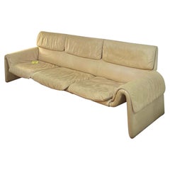 Retro Three Seater Leather Sofa in the Style of De Sede DS 2011