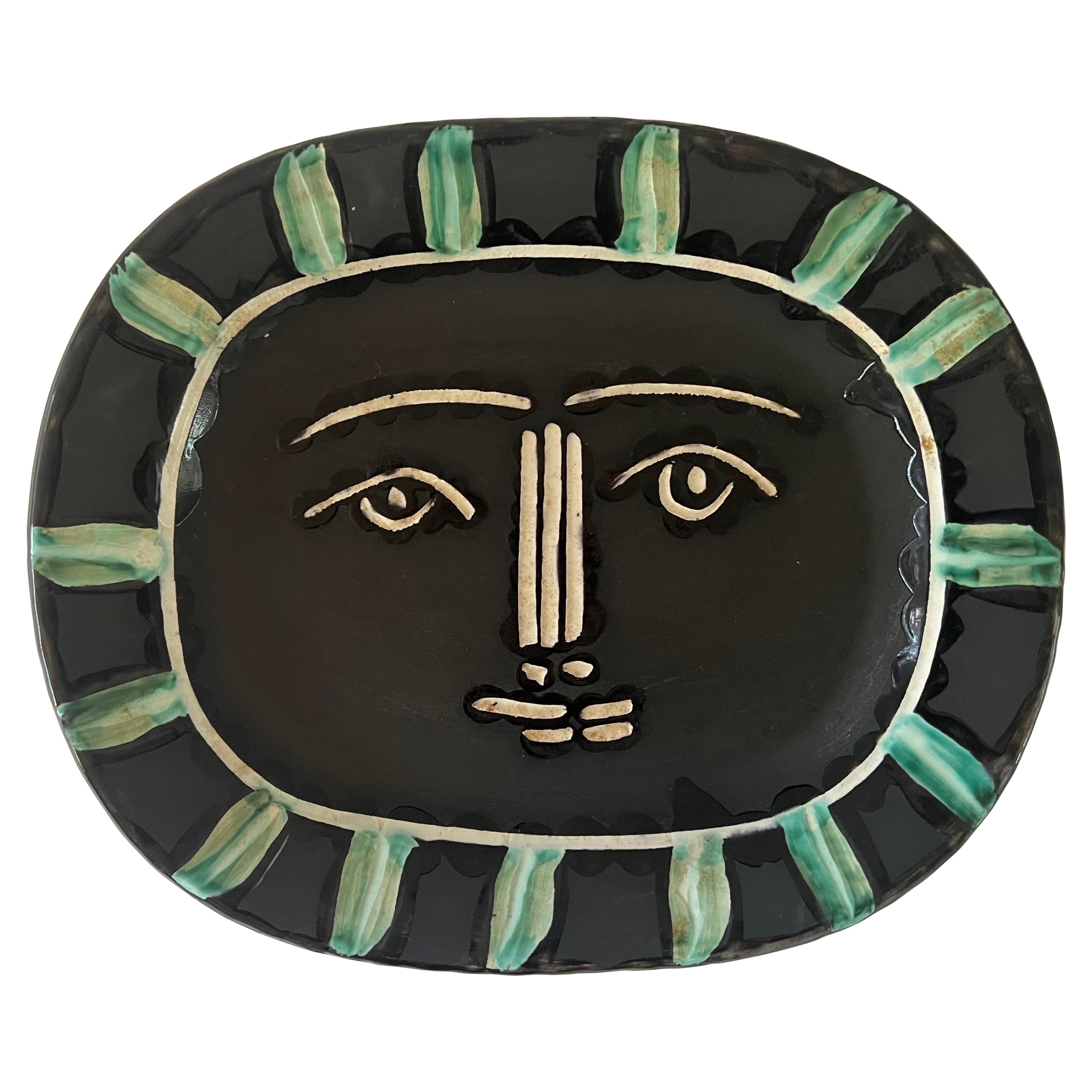 Ceramic Plate Visage Gris 'Grey Face' A.R. 206 by Pablo Picasso & Madoura, 1953 For Sale