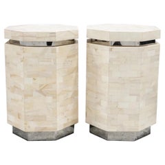 Ron Seff Pair of Octagonal Formed Tessellated Marble Pedestals