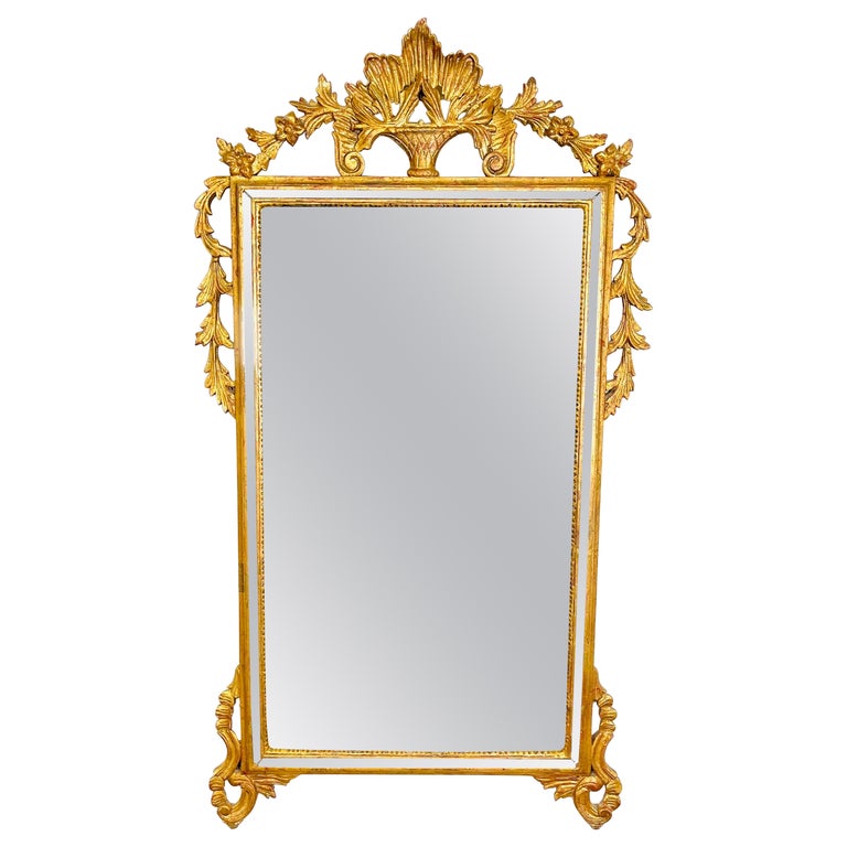 18th Century Style Regency Gold Gilt Wall Mirror Having Urn and