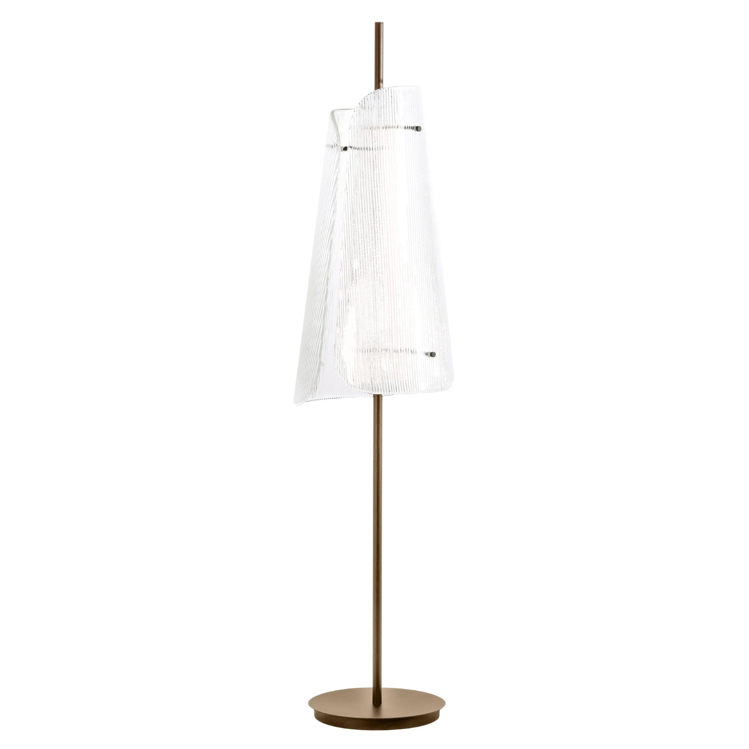 Bent Two Transparent Champagner Floor Lamp by Pulpo For Sale
