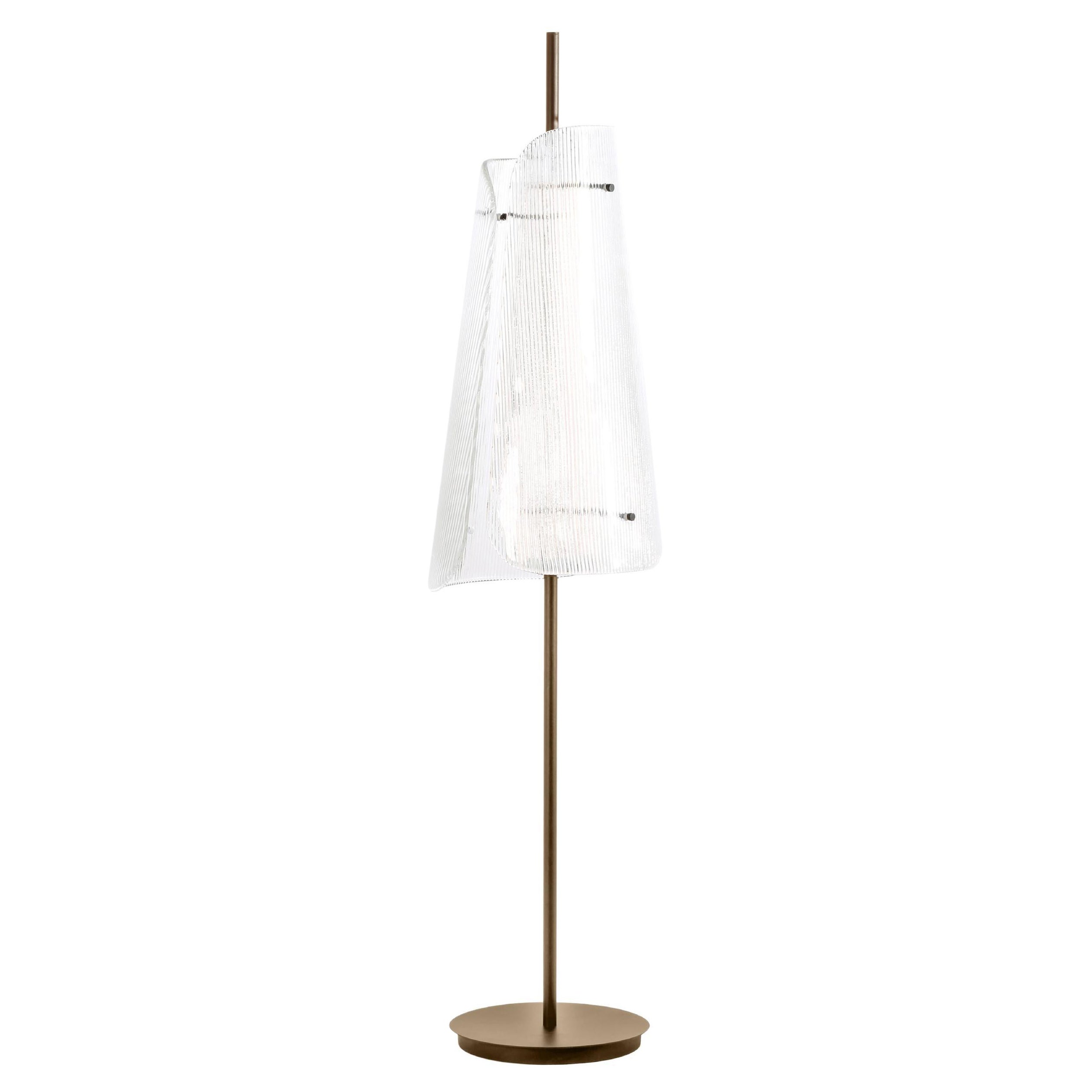 Lampada da terra Bent Two Transparent Champagner di Pulpo