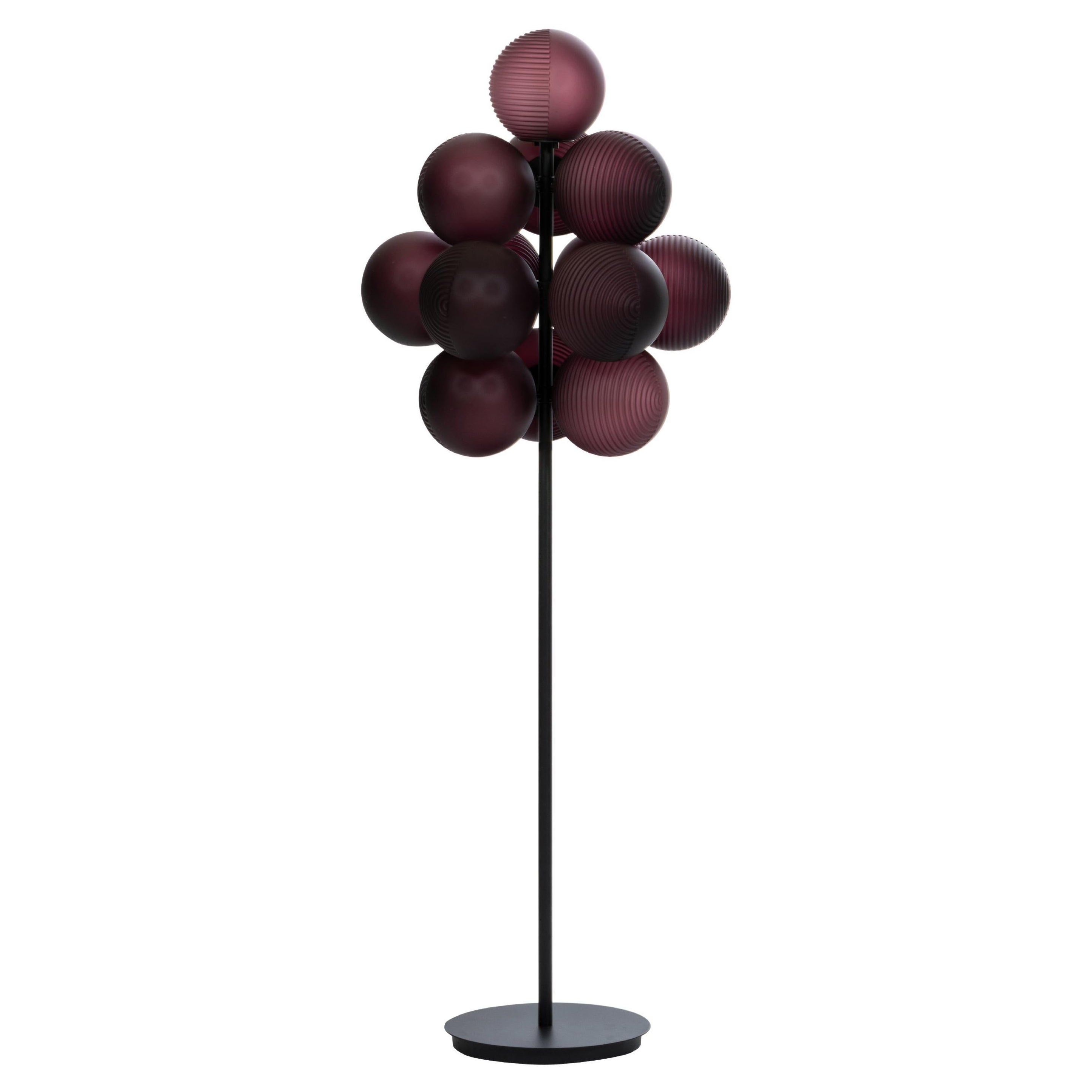 Stellar Grape Big Aubergine Acetato Black Floor Light by Pulpo For Sale