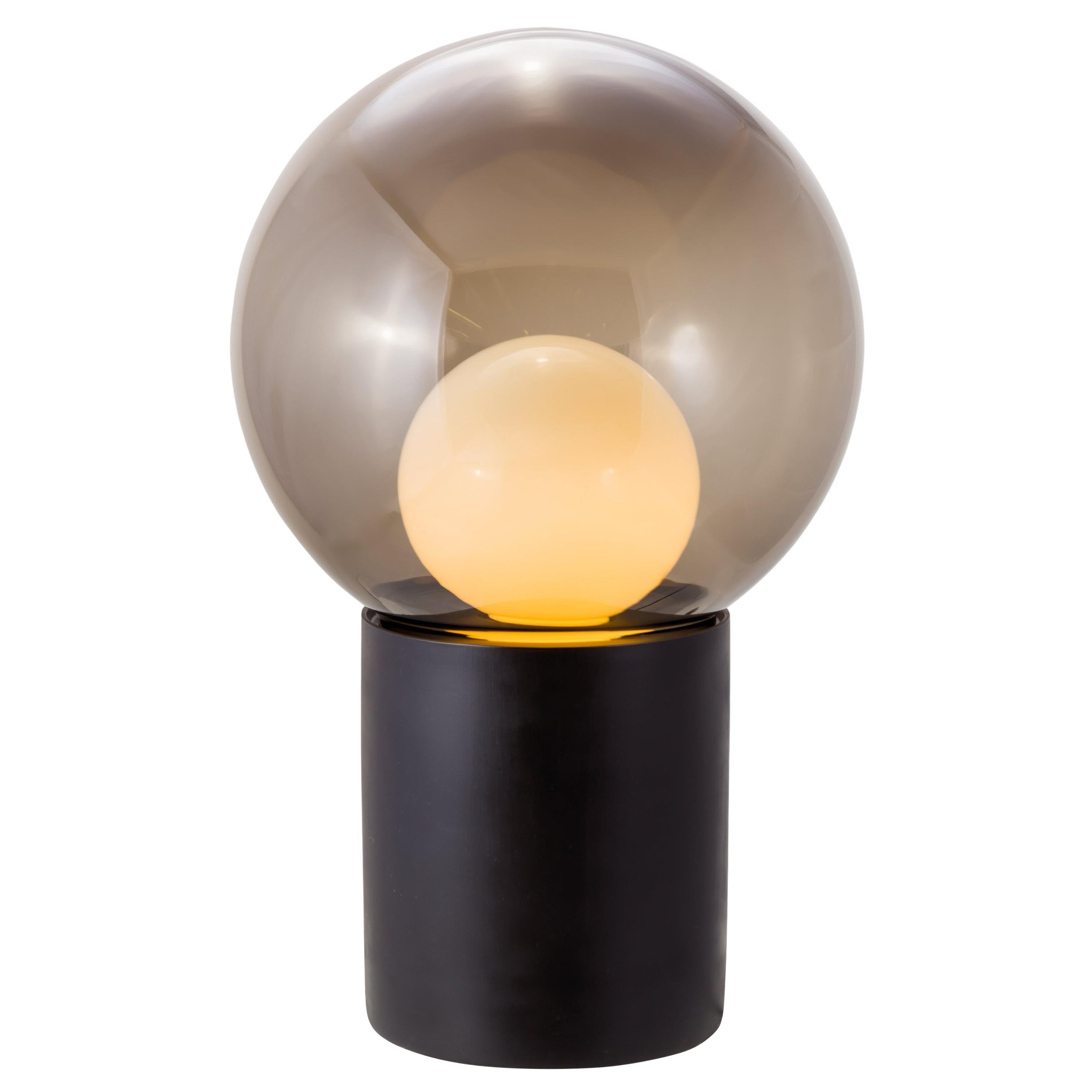 Boule High Smoky Grey Opal White Black Floor Lamp by Pulpo For Sale