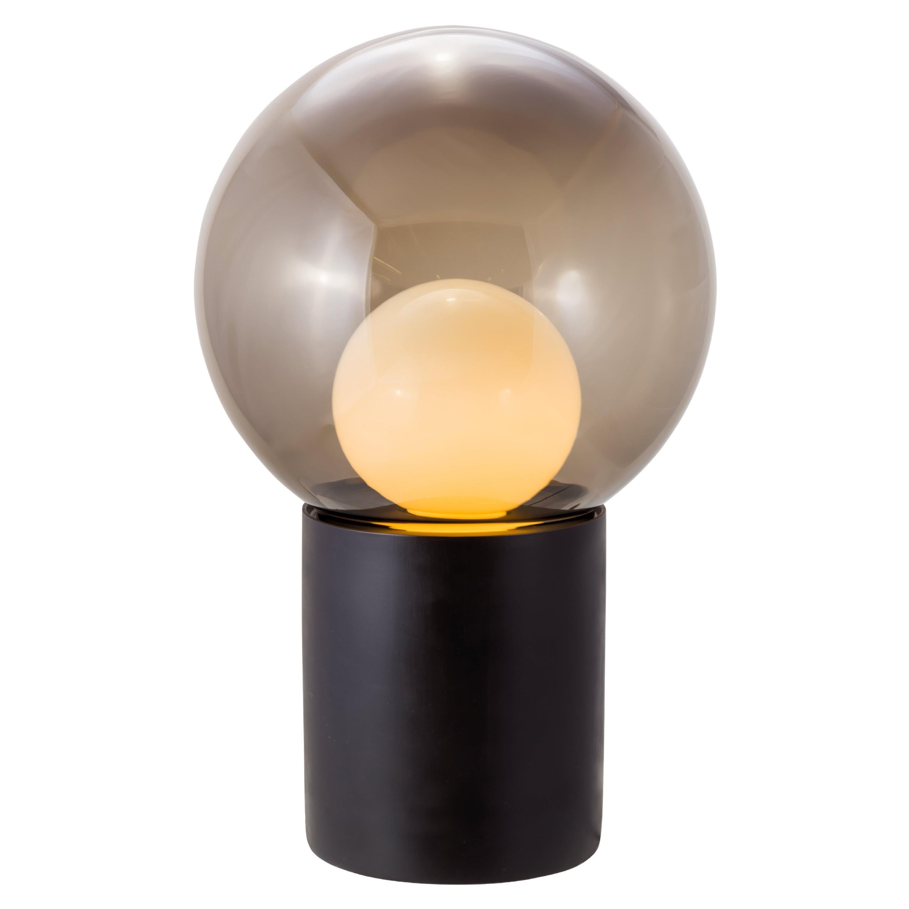 Boule High Smoky Grey Opal White Black Floor Lamp by Pulpo For Sale