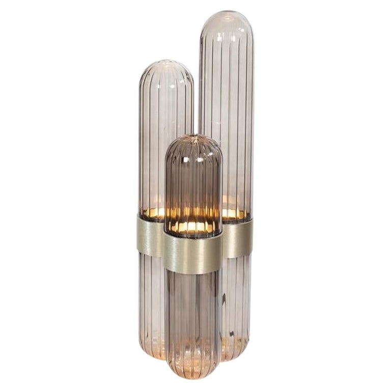 Cactus Small Floor Lamp Grey Brass by Pulpo