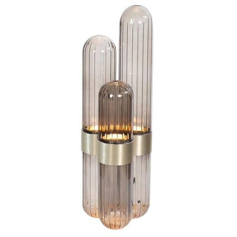 Cactus Small Floor Lamp Grey Brass by Pulpo