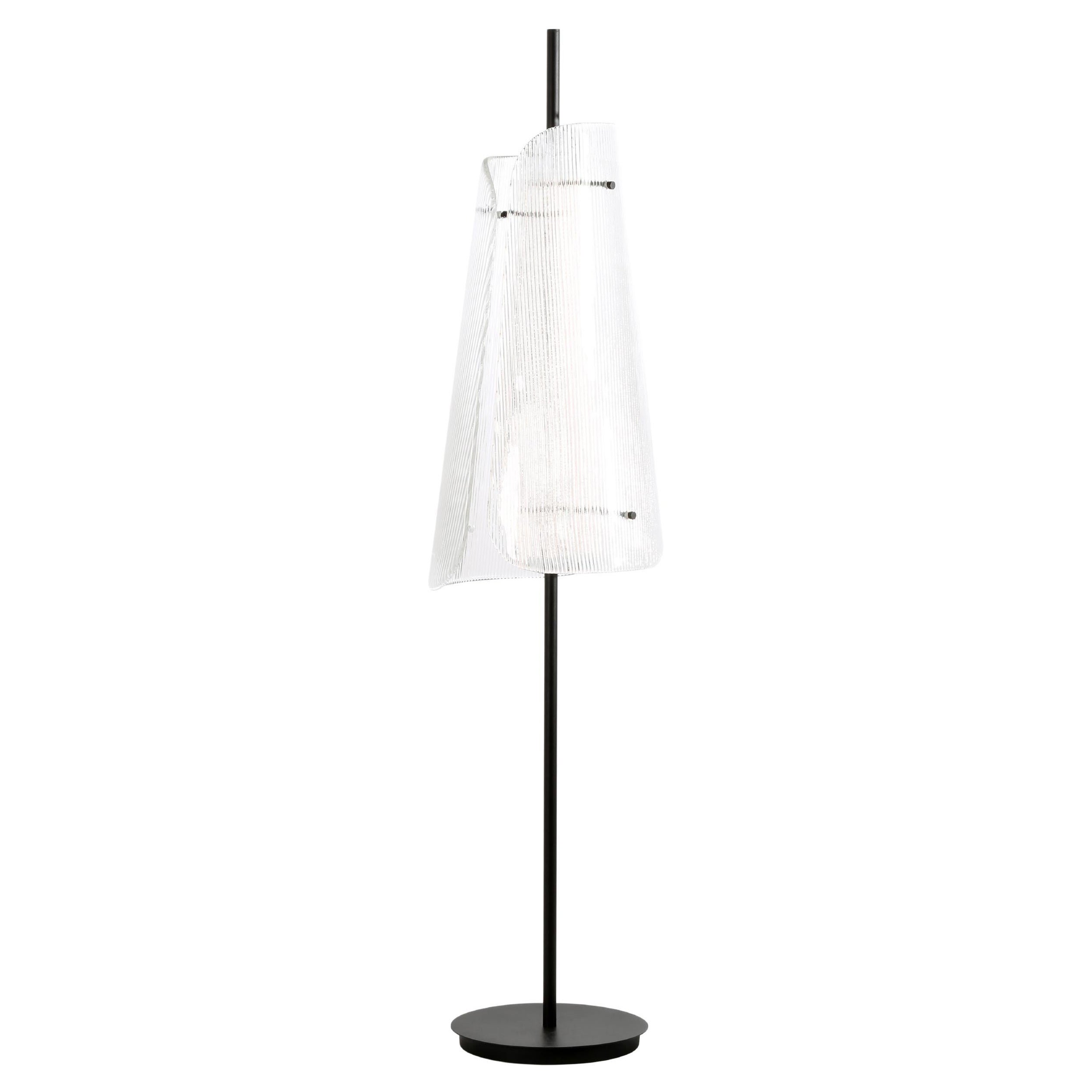 Bent Two Transparent Black Floor Lamp by Pulpo For Sale