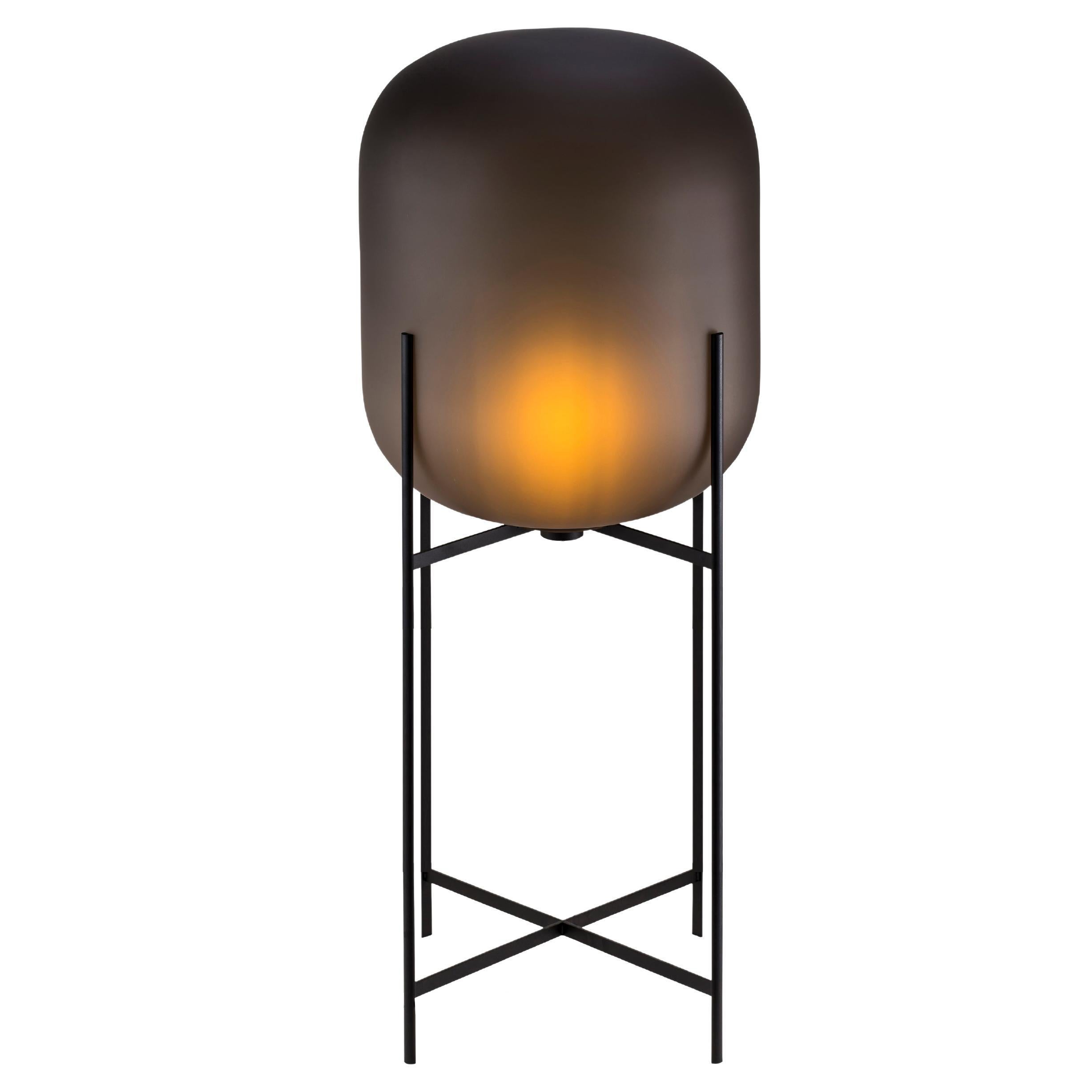 Oda In Between Smoky Grey Acetato Black Floor Lamp by Pulpo For Sale