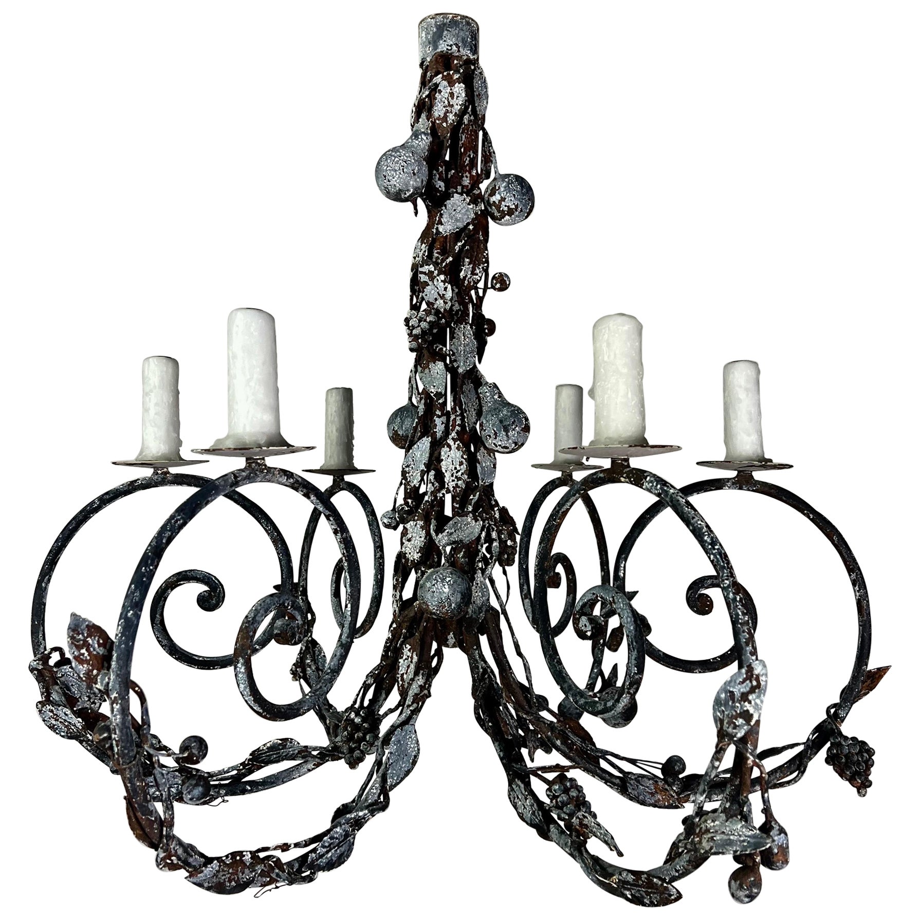 Wrought Iron Fruit Scrolled Chandelier by Ironies