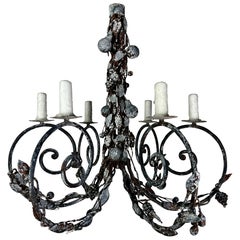 Wrought Iron Fruit Scrolled Chandelier by Ironies