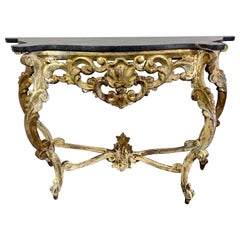 19th Century Italian Giltwood Console with Marble Top