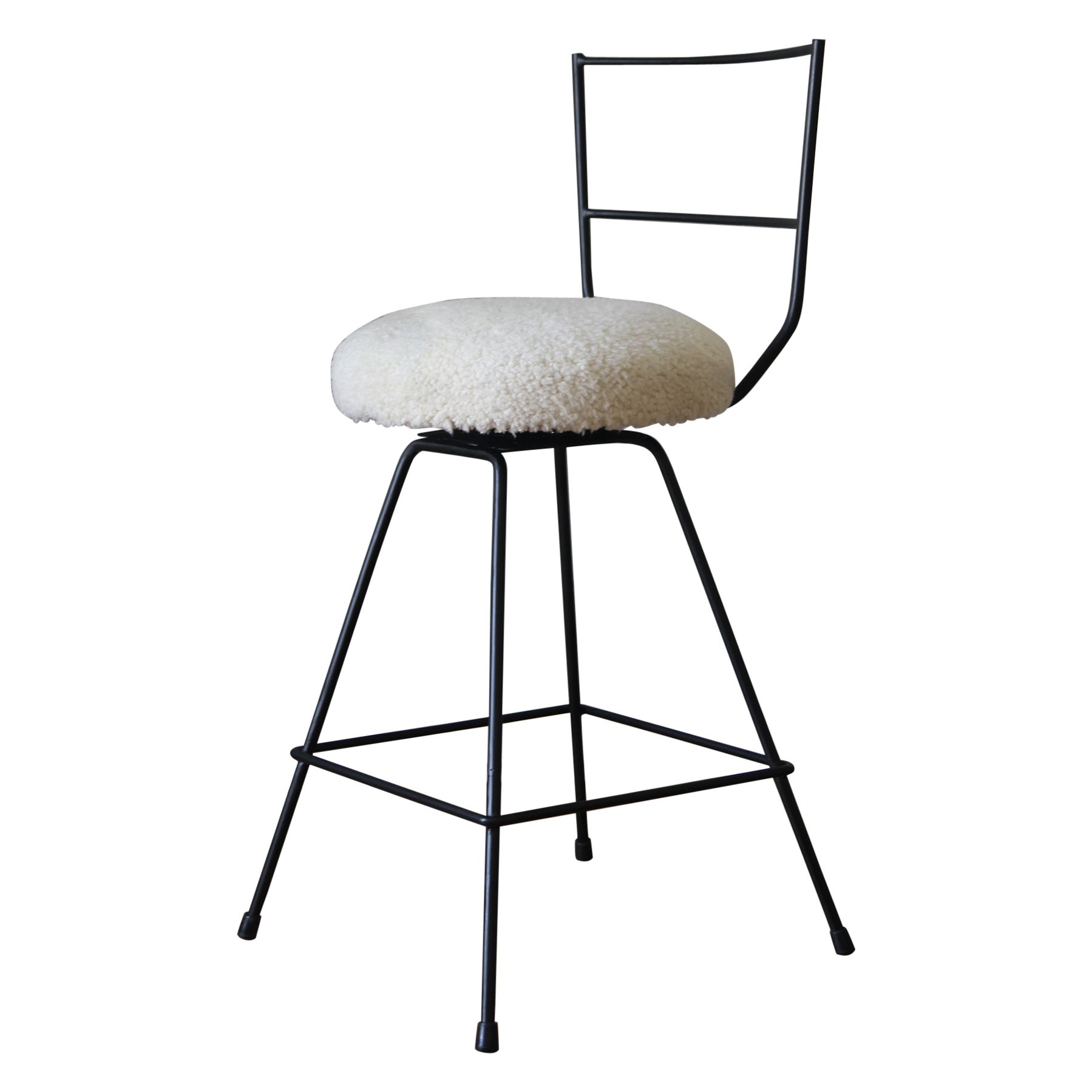 Chic Shearling 'Tabouret' Swiveling Counter Stool by Understated Design For Sale