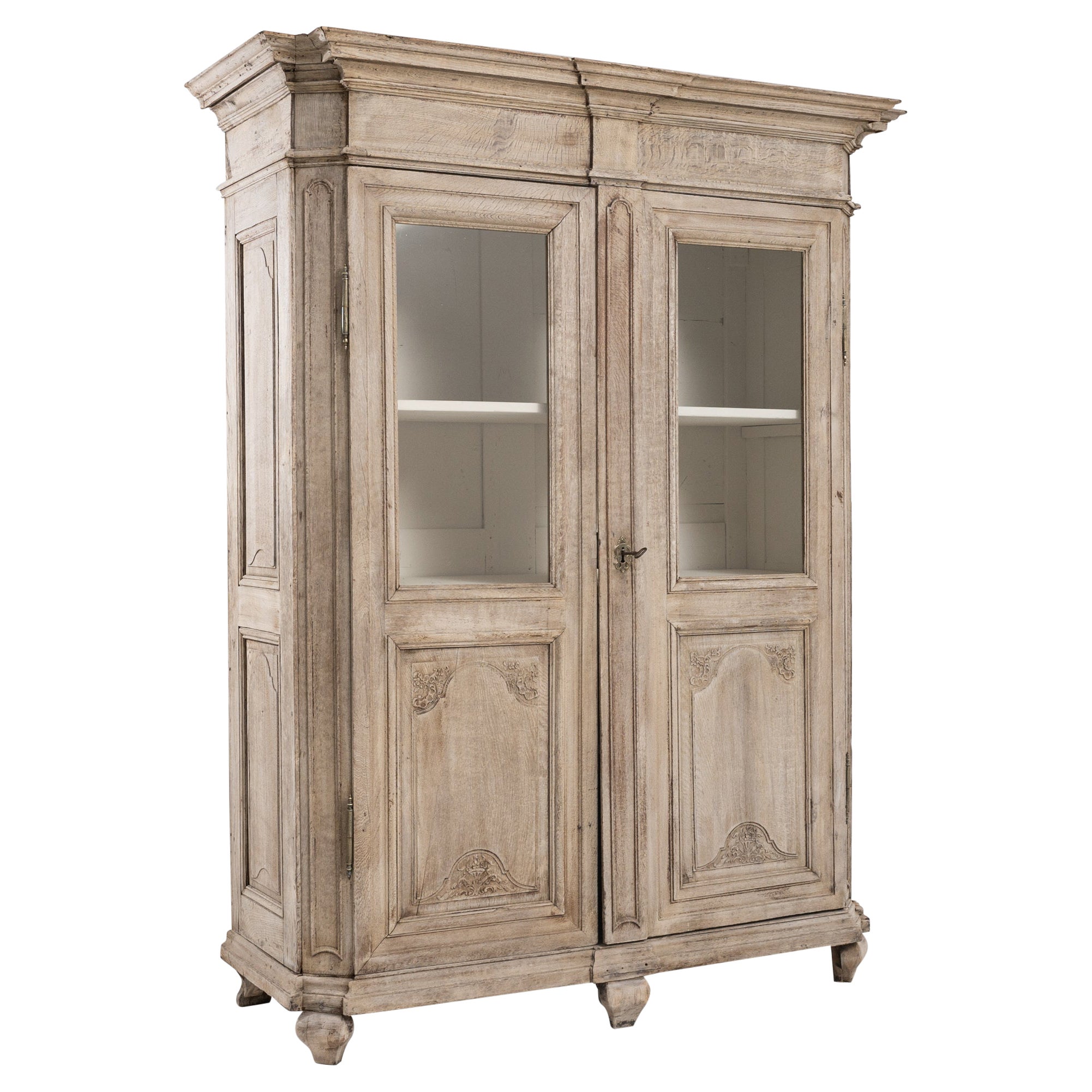 1800s Belgian Provincial Oak Vitrine