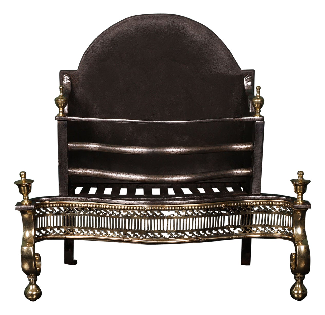 Late 18th Century English Wrought & Brass Fire Basket