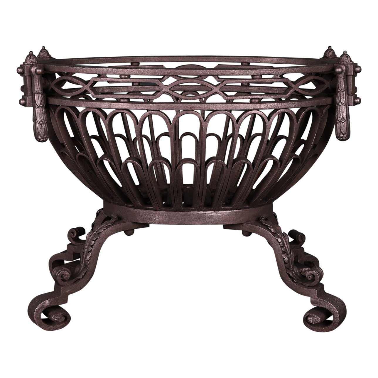Oval Wrought Iron Fire Grate For Sale
