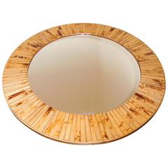 Mid-Century Circular Bamboo Mirror