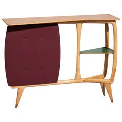 Console of Italian Design from the 1950s, Maple Wood with a Sculptural Shape