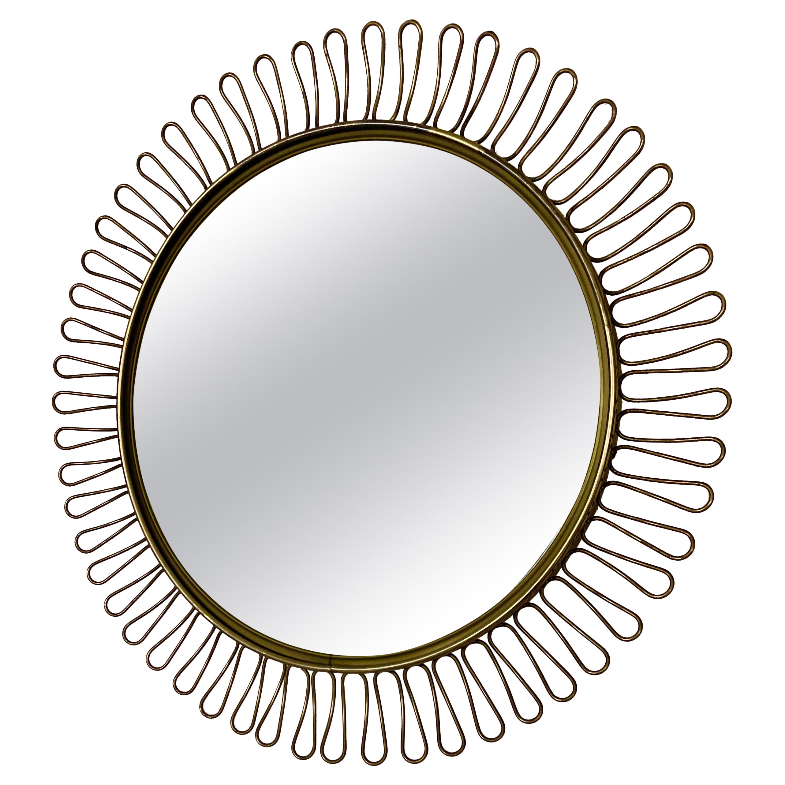 Fine Sunburst Brass Mirror Designed by Josef Frank for Svensk Tenn, Sweden, 1950