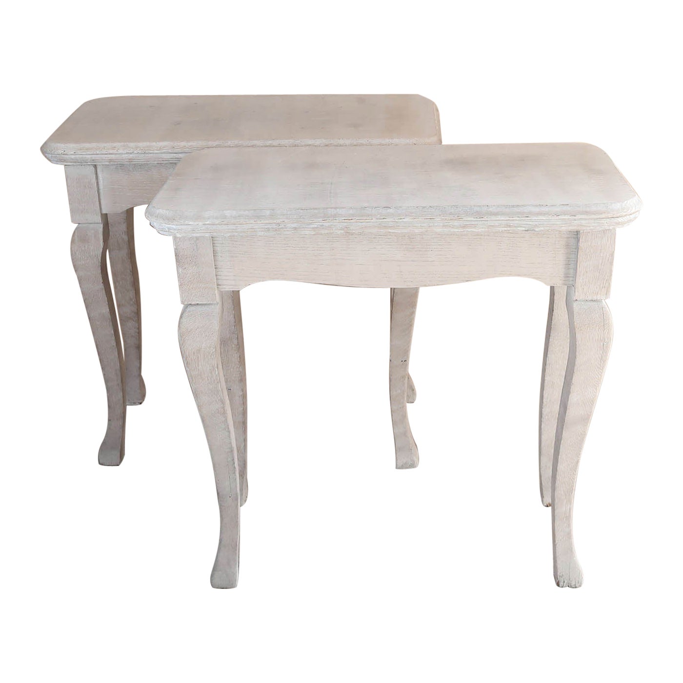 Pair of Small Gustavian Style Antique Limed Oak Console or Bedside Tables