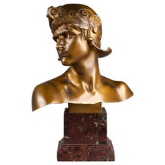 E.Hannaux, "Yound Roman Warrior", Bronze Sculpture