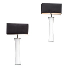 Porta Romana White Glass Table Lamps, Set of 2