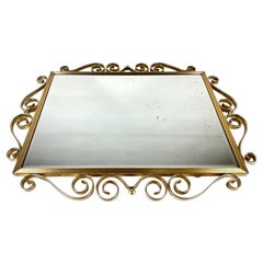 Hollywood Regency Style Wall Mirror in Forged Brass Frame, Belgium, 1960s