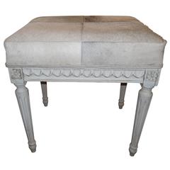 Gustavian Decorated Pony Skin Stool