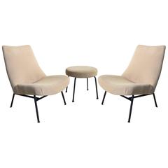 Pair of Pierre Guariche Armchairs with Matching Stool 4