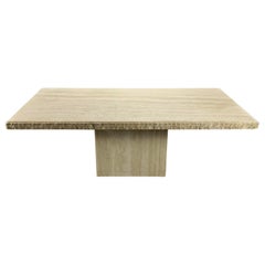 Vintage Postmodern Raw Edge Travertine Dining Table