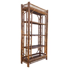 Midcentury Brighton Style Burnt Bamboo Book Shelf / Etagere