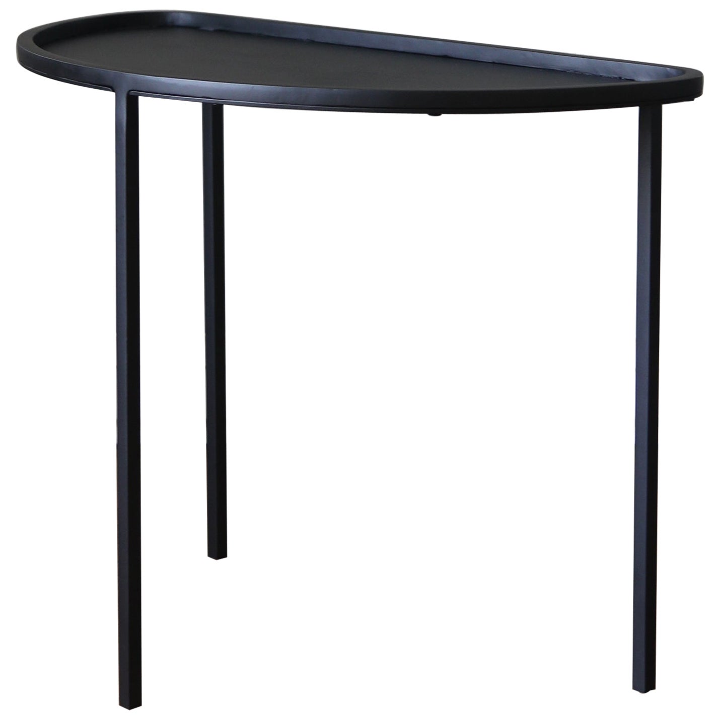  'Demi-Lune' Three Legs Blackened Steel Side Table by Understated Design For Sale