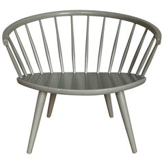 Yngve Ekström Vintage Arka Chair Orig, Grey Lacquer 1950s Stolfabriks Ab Sweden