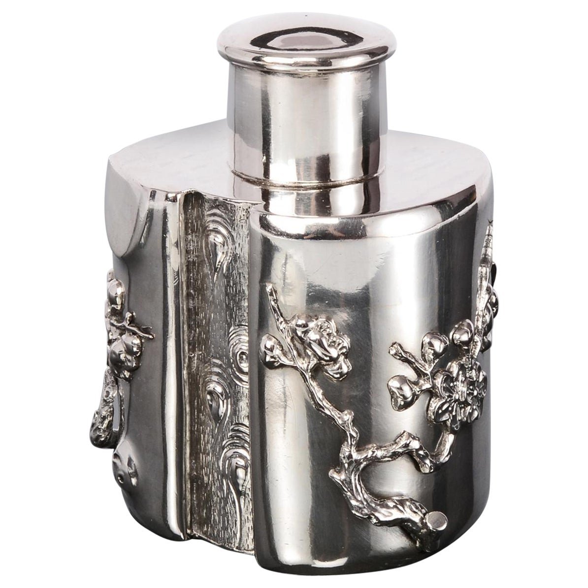 Antique Chinese Silver Tea Caddy, circa 1900 For Sale