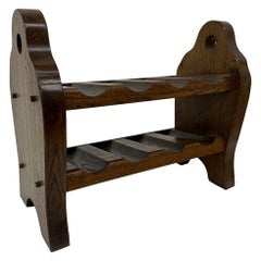 Brutalist Wine Rack Solid Oak, 1970s