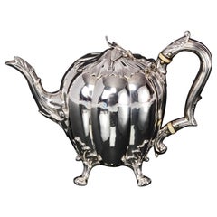 William IV Antique Silver Pumpkin Teapot, 1836