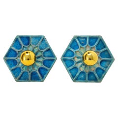 Vintage Pair of Blue Shades Ceramic Sconces, Scandinavia, 1970s