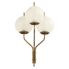 Large Sconce with Three Lights in Brass and Glass by Candle Milano, 1960s