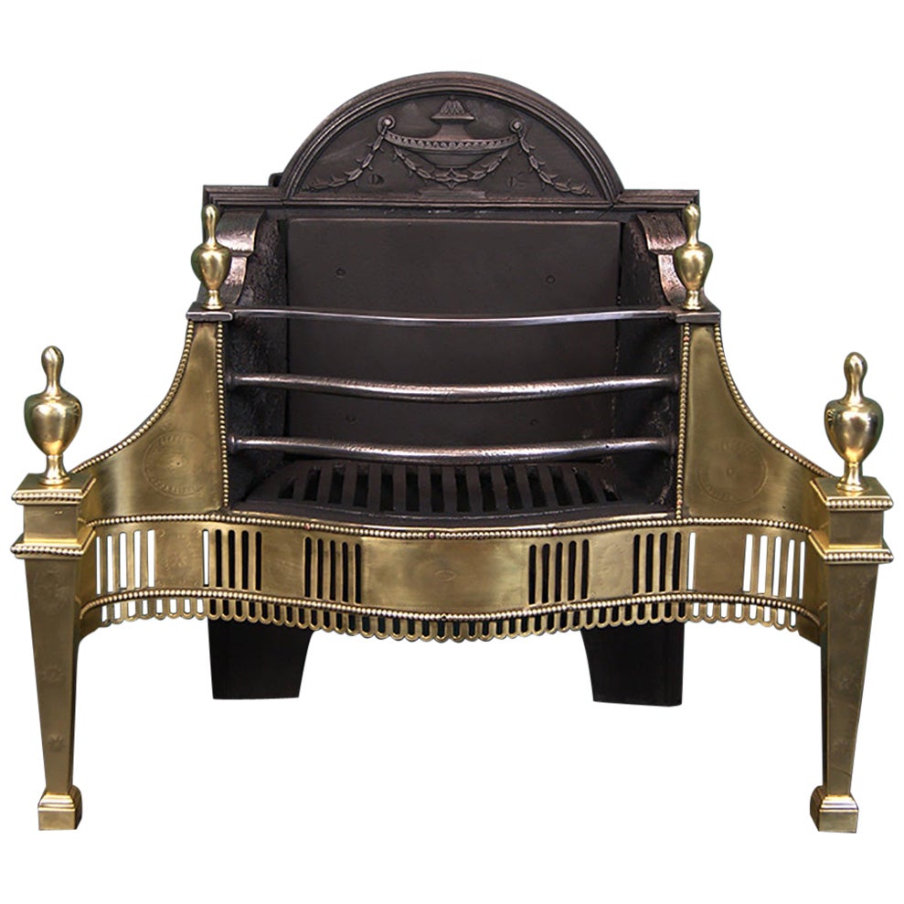 Brass & Steel Free-Standing Fire Grate For Sale